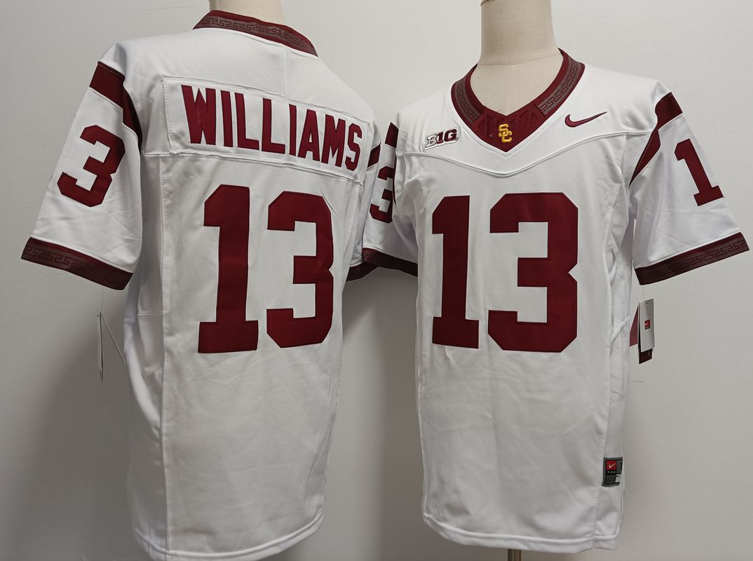Men USC Trojans #13 Williams White Nike 2025 NCAA Jersey style 1